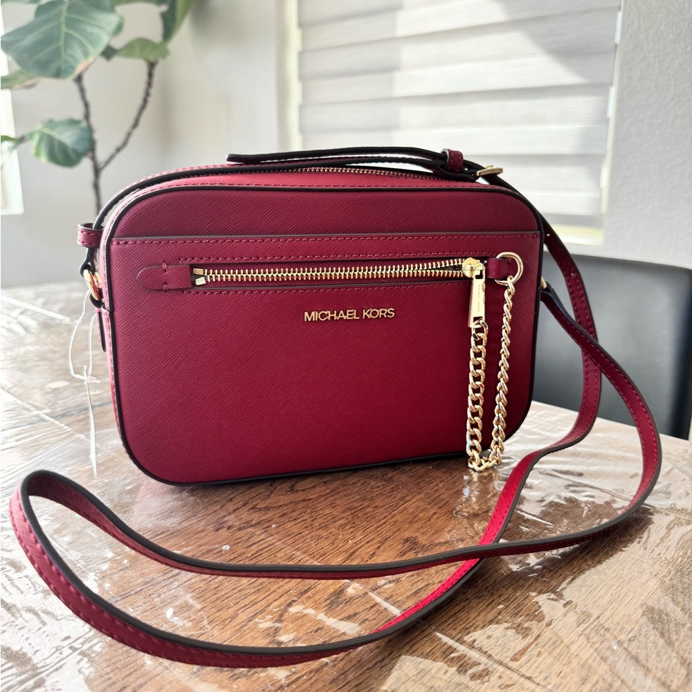 NWT Michael Kors Red Crossbody Bag with Gold Chain